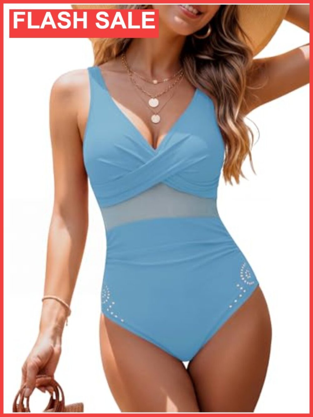 Women's Mesh One Piece Swimsuit Tummy Control Bathing Suit